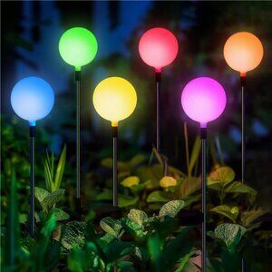 Solar Garden Lights 6 Pack, Solar Globe Lights Outdoor Waterproof